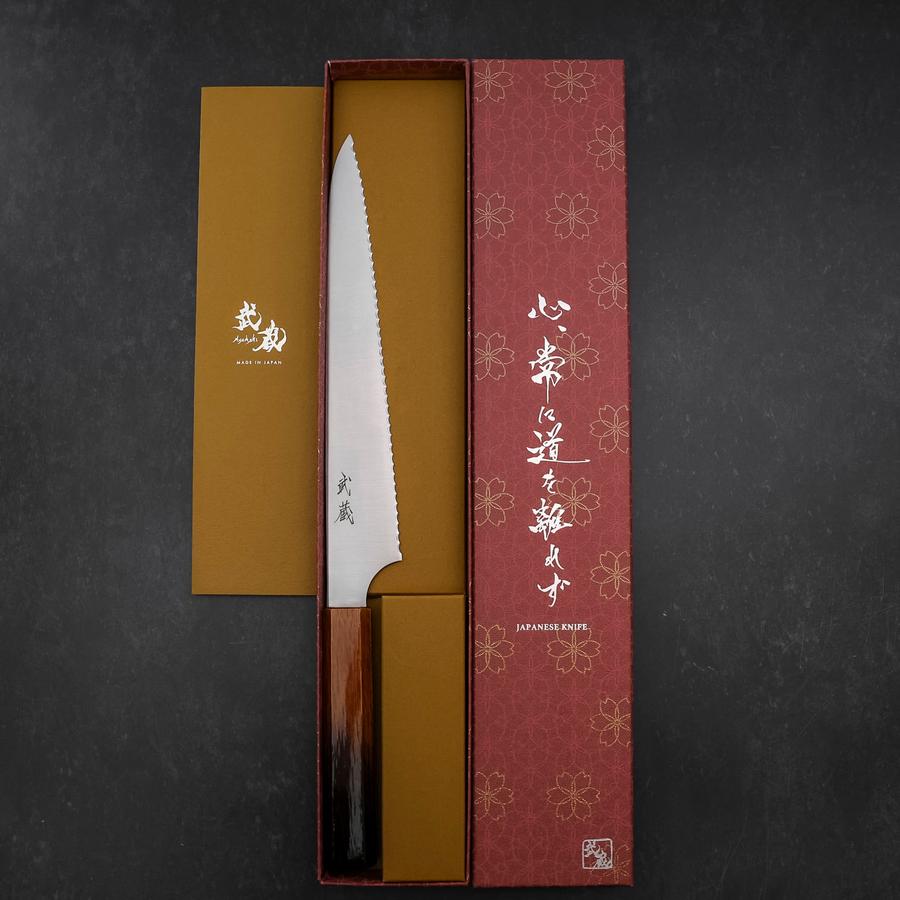 Bread knife Molybdenum Polished Yaki Urushi Handle 230mm