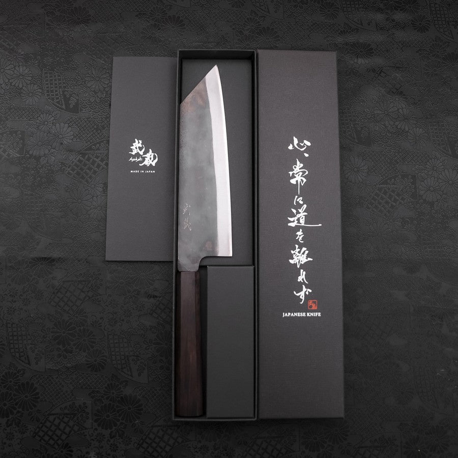 Bunka Blue Steel #1 Kurouchi Stainless Clad Ebony Handle 190mm
