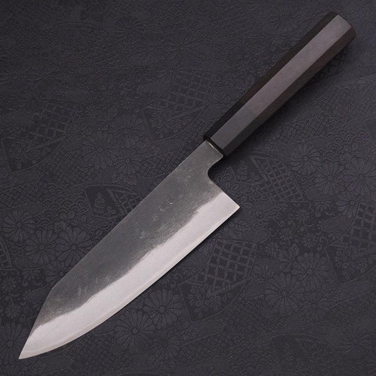 Bunka Blue Steel #2 Kurouchi Chokin Tiger-Bamboo Buffalo Ebony Handle 175mm