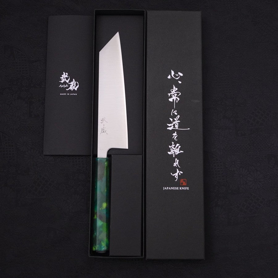 Bunka Silver Steel #3 Polished Ocean Green Handle 170mm