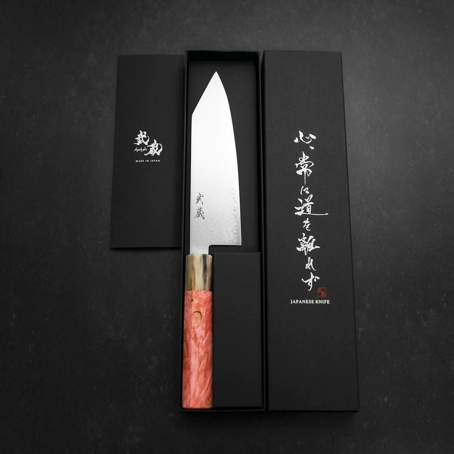 Bunka VG-10 Damascus Buffalo Dark Pink Maple Handle 180mm
