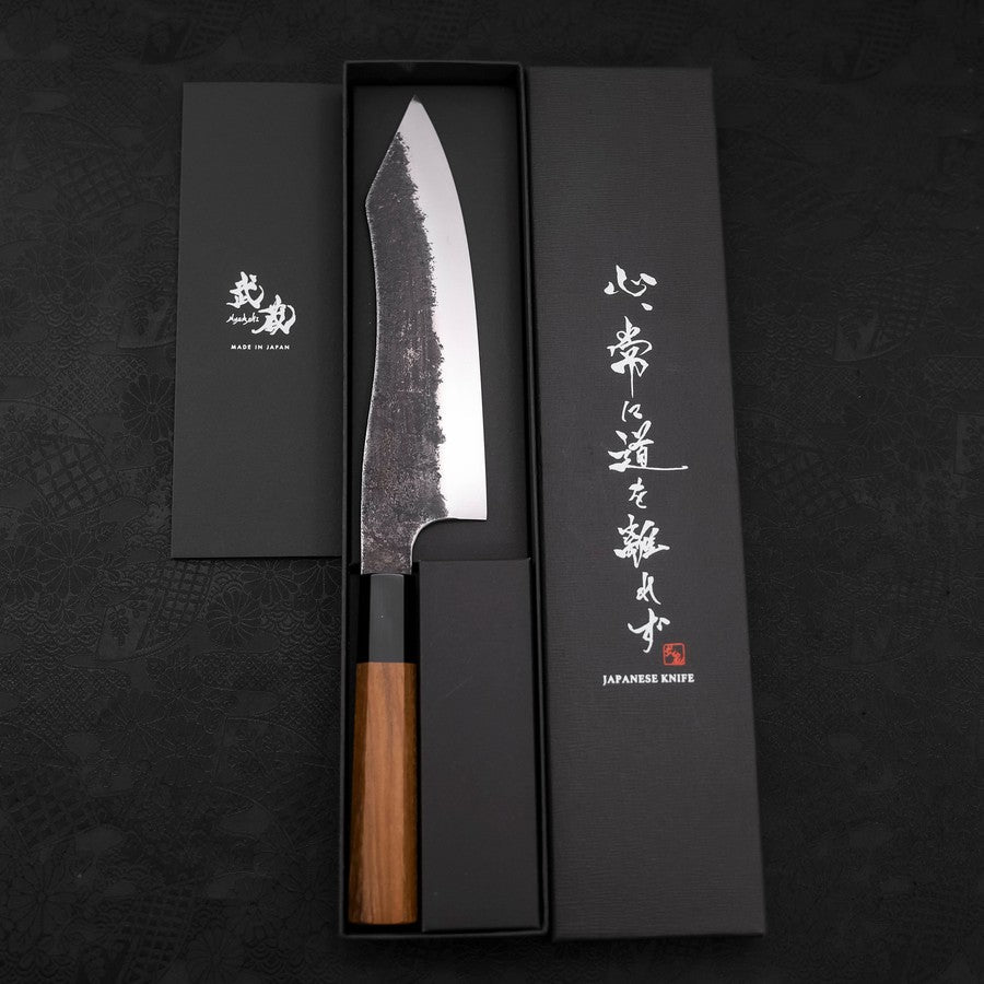 Bunka White Steel #2 Stainless Clad Kurouchi Buffalo Teak Handle 180mm