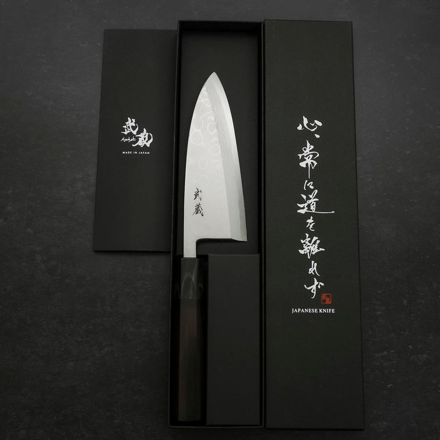 Deba Blue Steel #2 Suminagashi Buffalo Ebony Handle 150mm