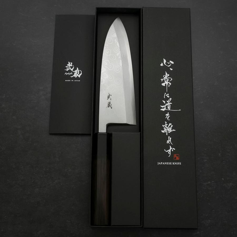Deba Blue Steel #2 Suminagashi Buffalo Ebony Handle 180mm