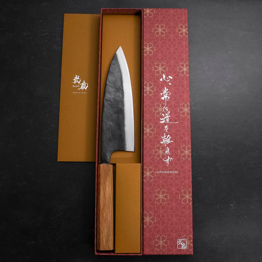 Deba Double Bevel White Steel #2 Kurouchi Oak Handle 180mm
