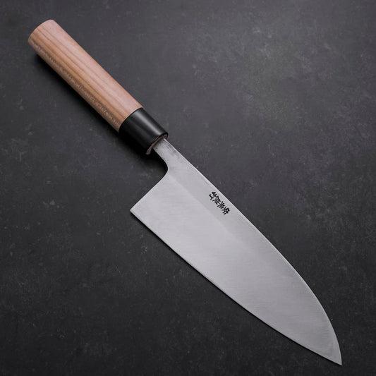 Deba Left Hand White Steel #2 Kurouchi Tsuchime Cherry Handle 180mm