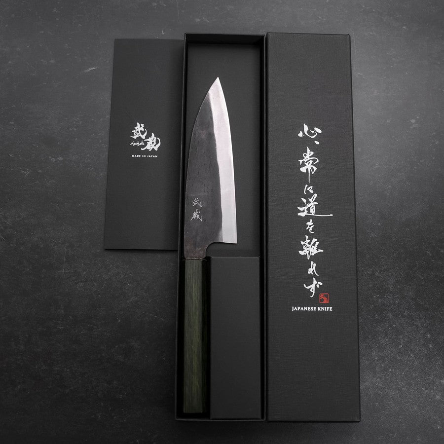 Funayuki White Steel #2 Kurouchi Green Urushi Handle 150mm