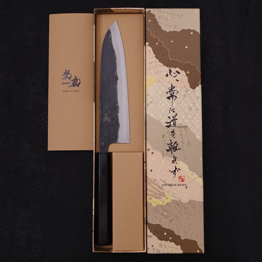 Gyuto Blue Super Kurouchi Buffalo Ebony Handle 180mm