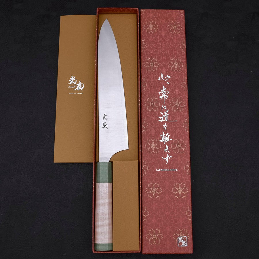 Gyuto Blue Super Polished Maple Green Handle 240mm