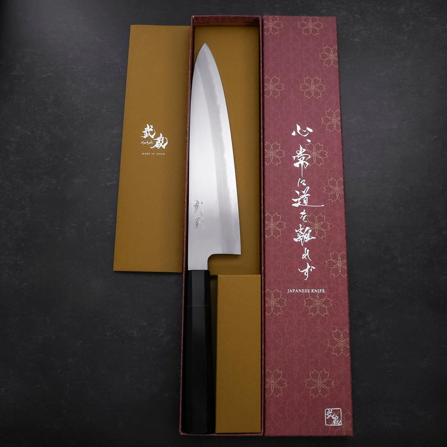Gyuto Blue Steel #1 Kasumi Buffalo Ebony Handle 240mm