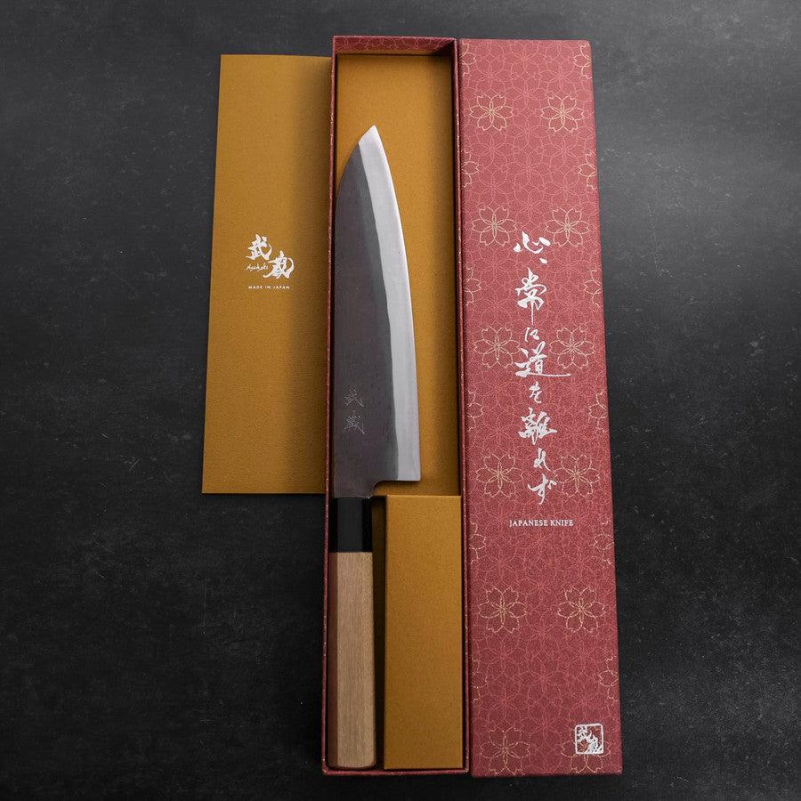 Gyuto Blue Steel #1 Kurouchi Stainless Clad Buffalo Magnolia Handle 210mm