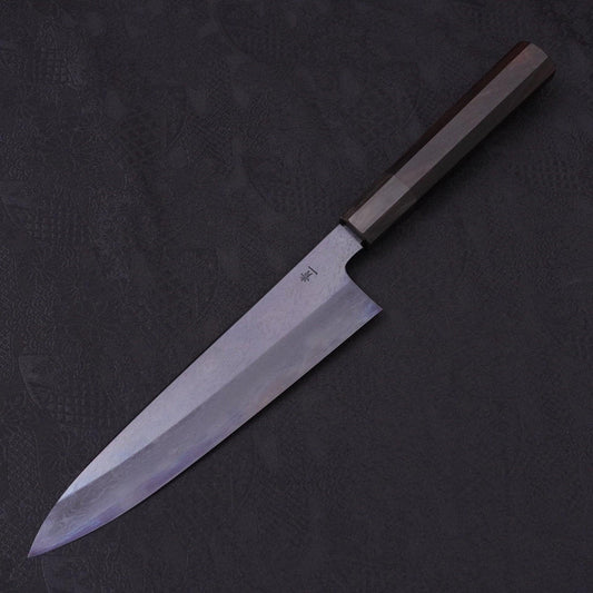 Gyuto Blue Steel #1 Kurozome Damascus Buffalo Ebony Handle 210mm