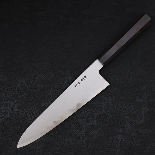 Gyuto Blue Steel #1 Suminagashi Buffalo Ebony Handle 240mm