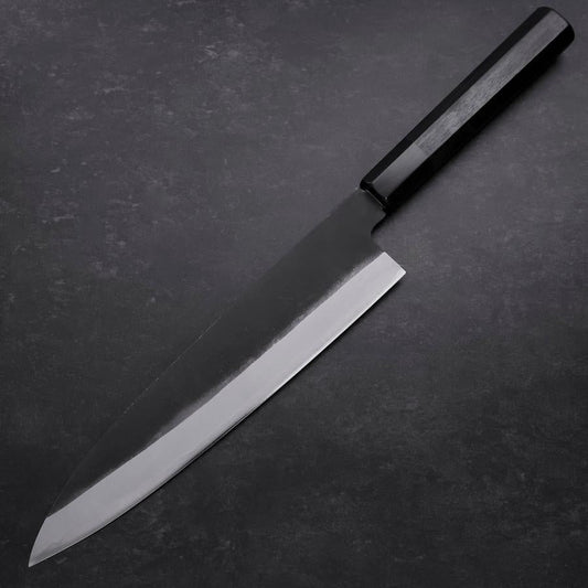 Gyuto Blue Steel #2 Chokin Kurouchi Sakura Fuji Buffalo Ebony Handle 240mm