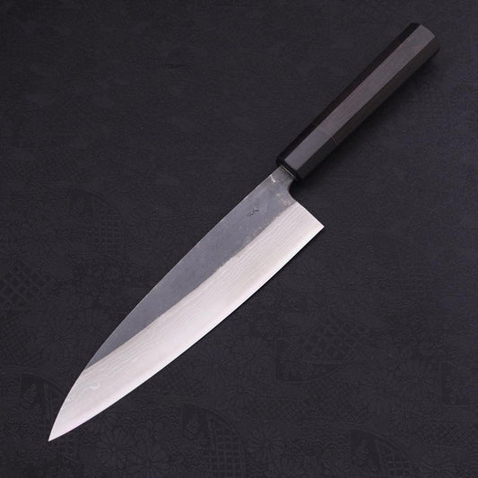 Gyuto Blue Steel #2 Kurouchi Damascus Buffalo Ebony Handle 210mm