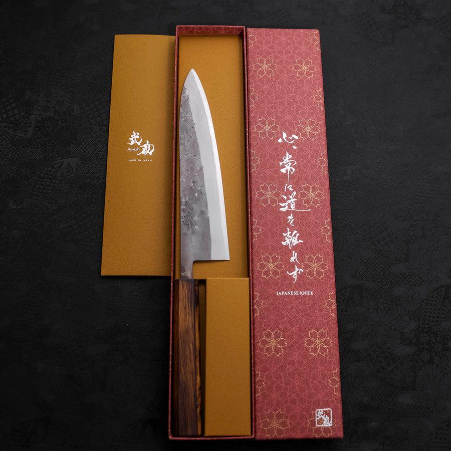 Gyuto Blue Steel #2 Nashiji Stainless Clad Sumi Urushi Handle 210mm