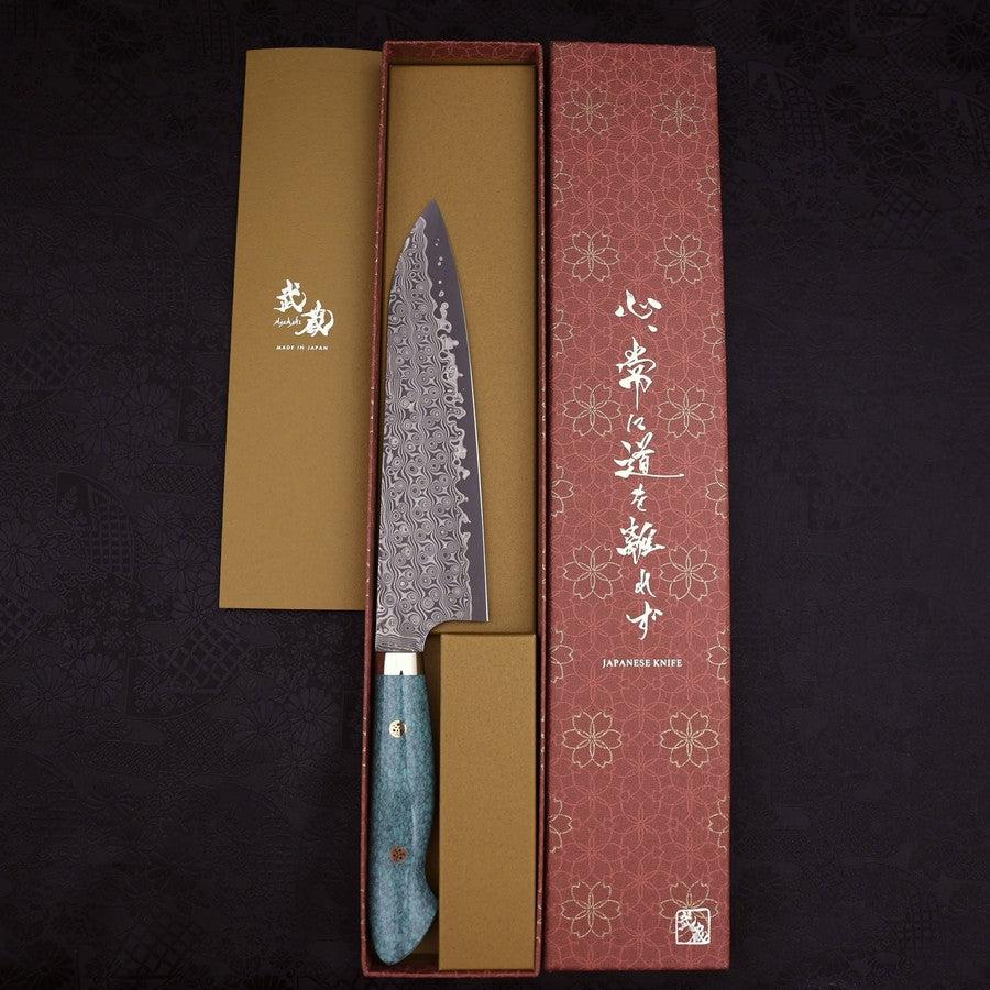 Gyuto SG-2 Damascus Turquoise Green Handle 210mm