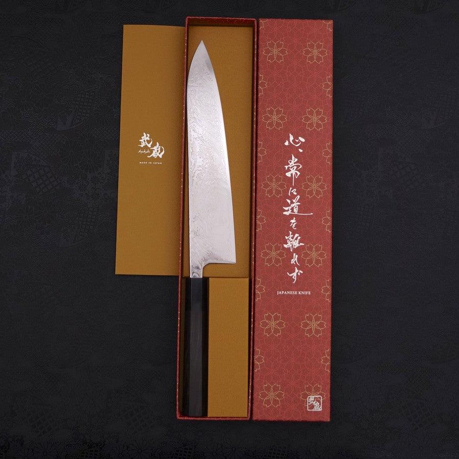 Gyuto SLD Wave Nickel Damascus Buffalo Ebony Handle 240mm