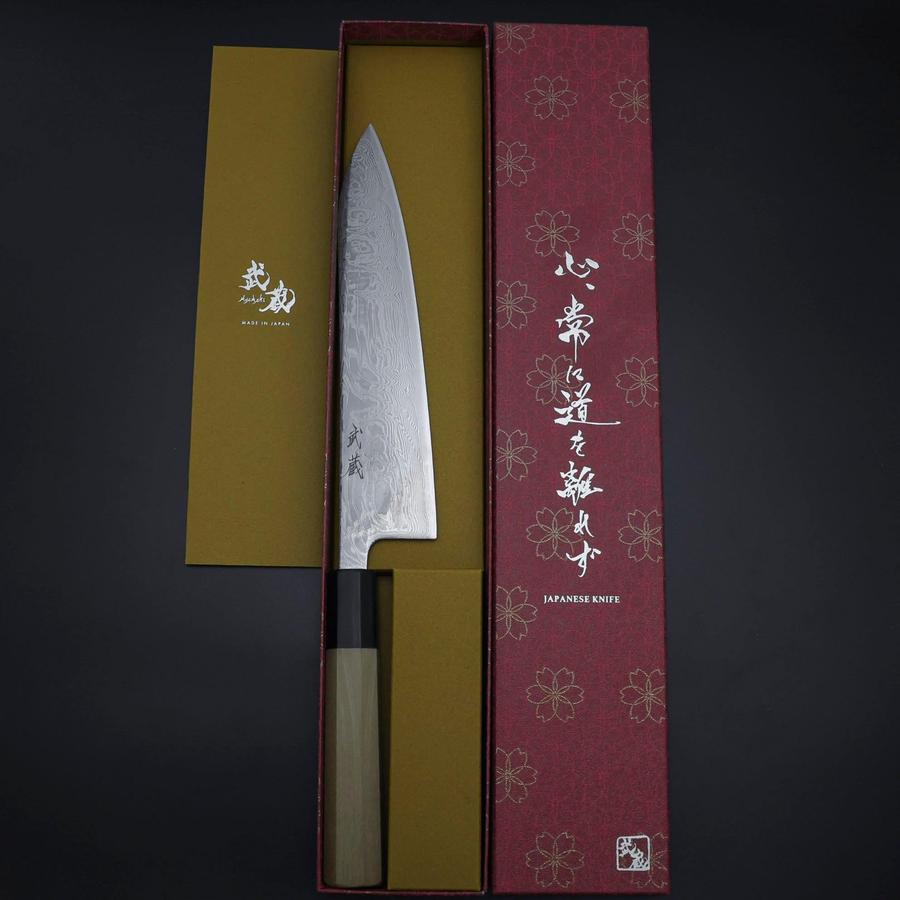 Gyuto SLD Wave Nickel Damascus Buffalo Magnolia Handle 210mm