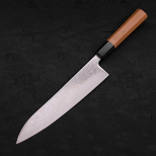 Gyuto SLD Wave Nickel Damascus Buffalo Teak Handle 210mm