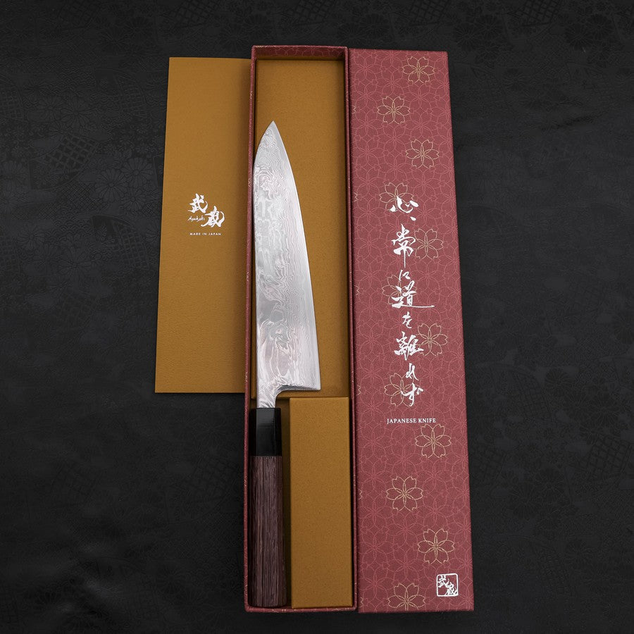Gyuto SLD Wave Nickel Damascus Buffalo Wenge Handle 210mm