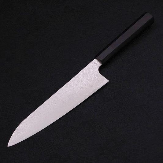 Gyuto Silver Steel #3 Damascus Buffalo Ebony Handle 210mm
