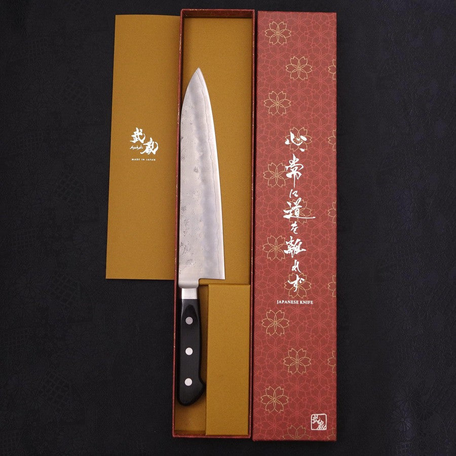 Gyuto Silver Steel #3 Nashiji Western Black Handle 210mm