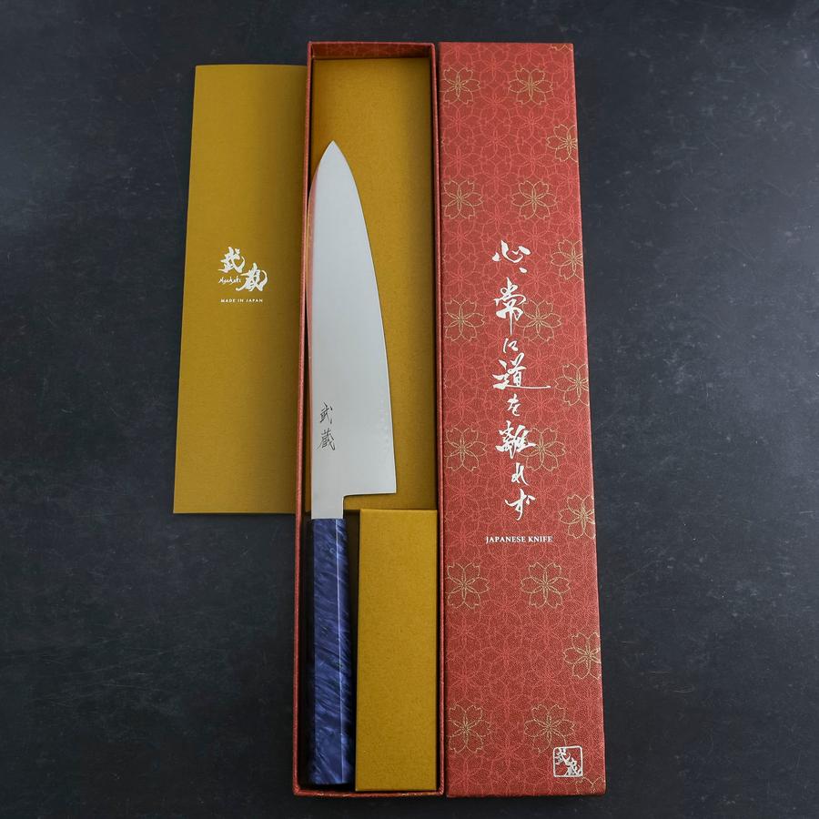 Gyuto VG-10 Damascus Blue Birch Handle 210mm