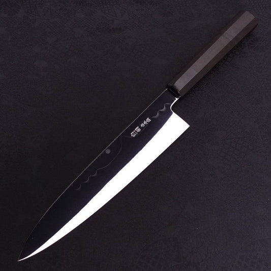 Gyuto White Steel #1 Mirror Moon-Fuji Water Honyaki Buffalo Ebony Handle With Sheath 240mm