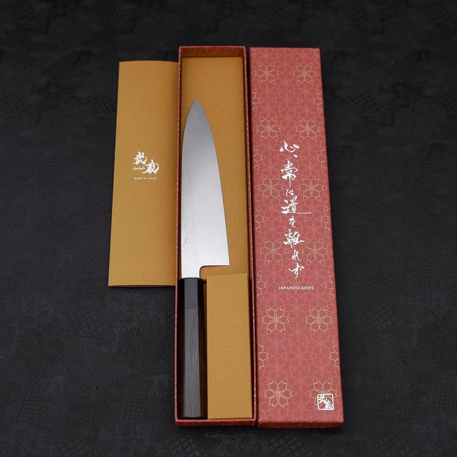 Gyuto White Steel #1 Mirror Water Honyaki Buffalo Ebony Handle With Sheath 210mm