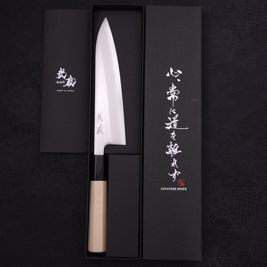 Gyuto White Steel #1 Polished Buffalo Magnolia Handle 180mm