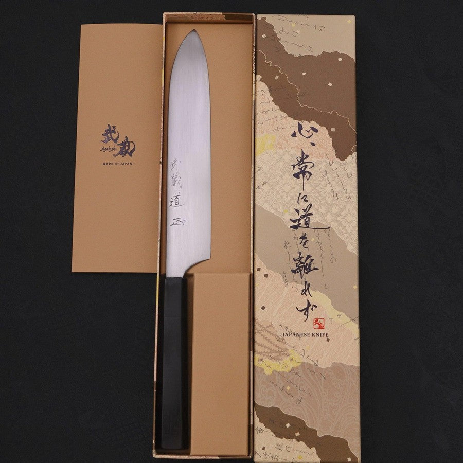 Gyuto White Steel #2 Super Polished Buffalo Ebony Handle 190mm