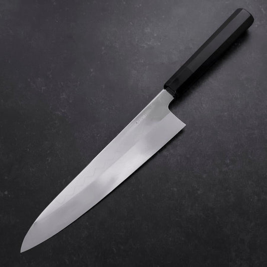 Gyuto White Steel #3 Mirror Honyaki Buffalo Ebony Handle