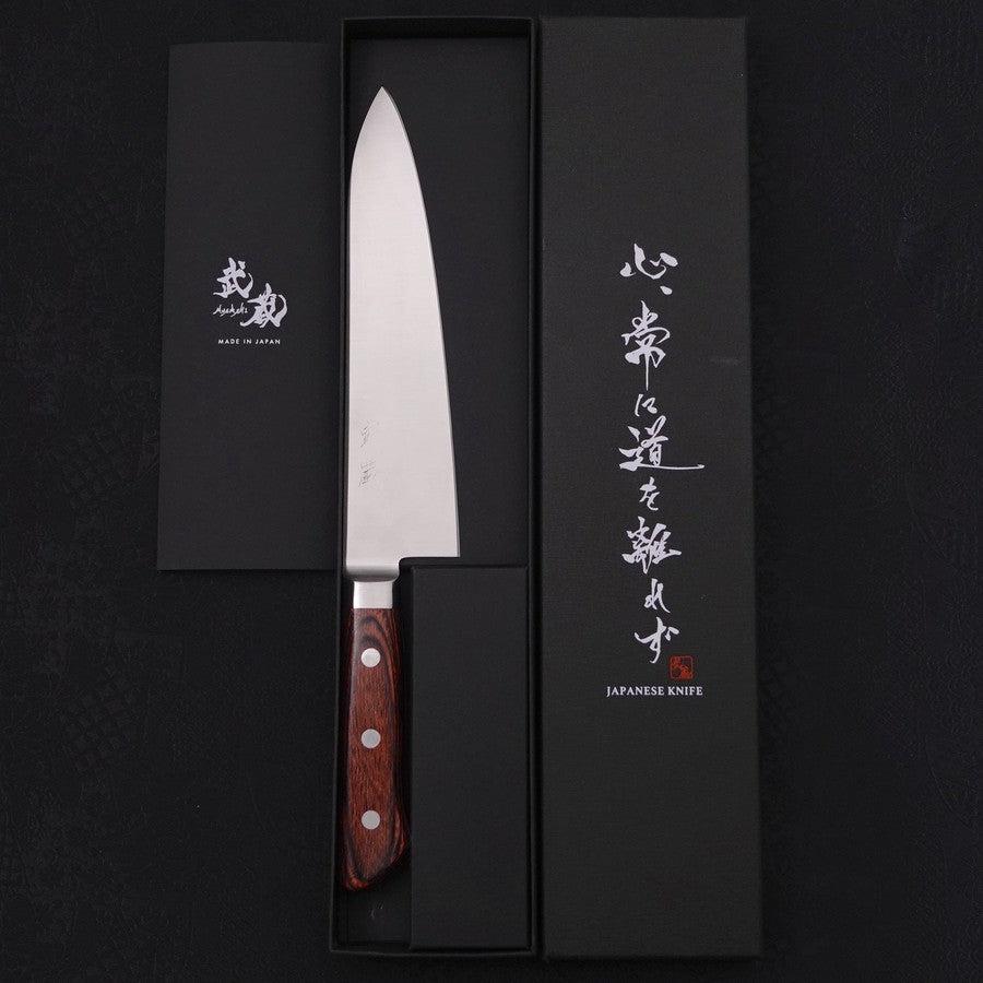 Gyuto knife AUS-8 Polished Western Mahogany Handle 180mm