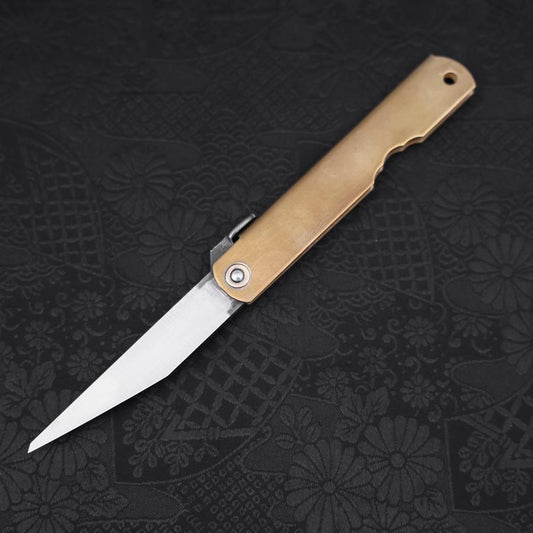 Higonokami Aogami Kurouchi Single Blade 100mm Brass