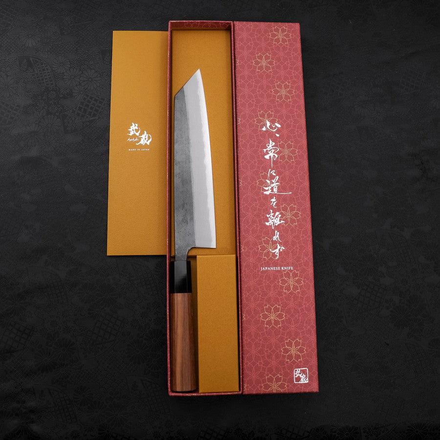 Kiritsuke Blue Steel #2 Kurouchi Buffalo Teak Handle 210M