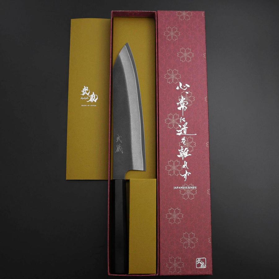 Kiritsuke Cobalt Stainless HRC62 Kurouchi Damascus Buffalo Ebony Handle 210mm