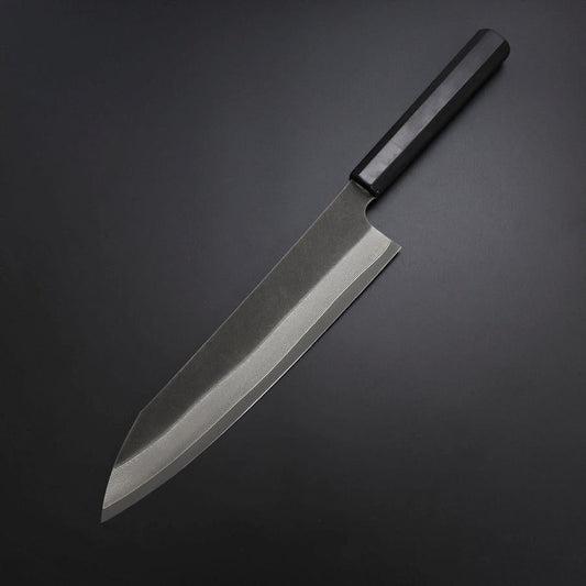 Kiritsuke Cobalt Stainless HRC62 Kurouchi Damascus Buffalo Ebony Handle 240mm