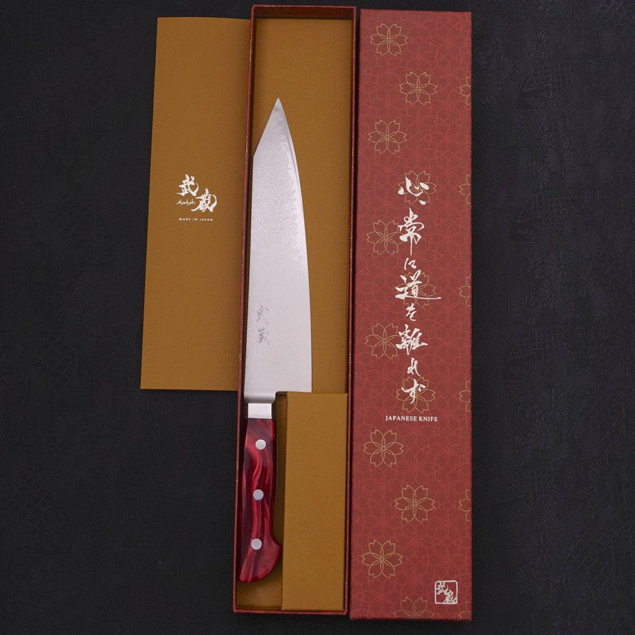 Kiritsuke Gyuto VG-10 Damascus Red Handle 210mm