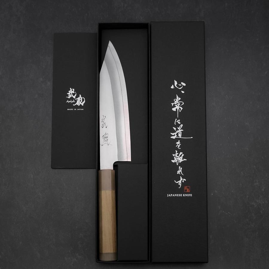 Kiritsuke Silver Steel #3 Bokashi Double Buffalo Capped Magnolia Handle 195mm