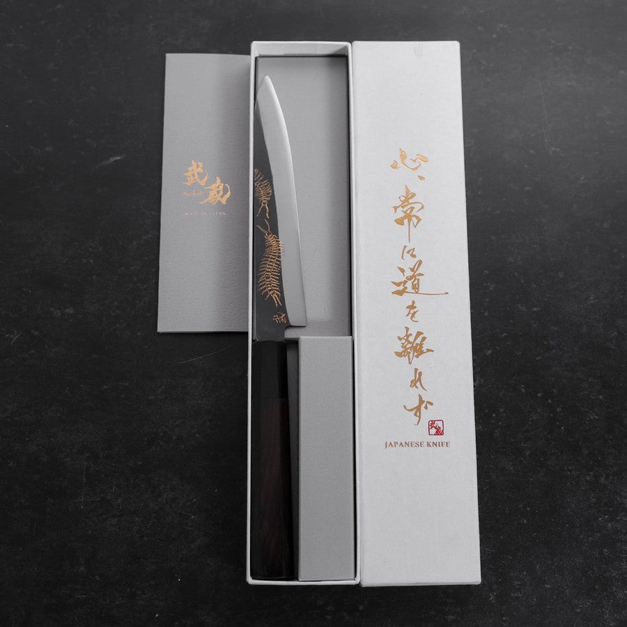 Koyanagi Blue Steel #1 Kurouchi Chokin Centipede Buffalo Ebony Handle 150mm