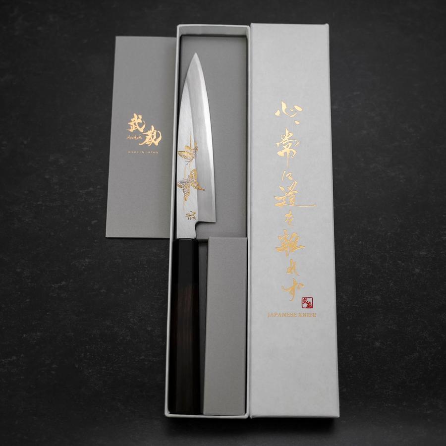 Koyanagi White Steel #2 Kasumi Chokin Butterfly Buffalo Ebony Handle 135mm