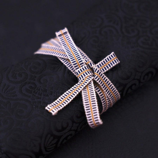 Musashi Japanese Style Kitchen Knife Roll Flowers Black 4 Pockets Handmade