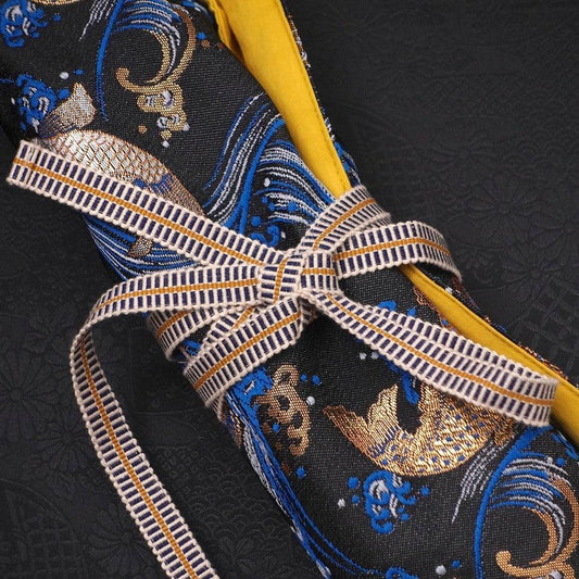 Musashi Japanese Style Kitchen Knife Roll Koi 4 Pockets Handmade