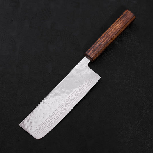 Nakiri AUS-10 Nashiji Damascus Sumi Urushi Handle 165mm