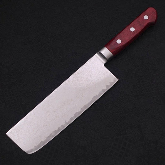 Nakiri AUS-10 Wave Damascus Western Red Handle 165mm
