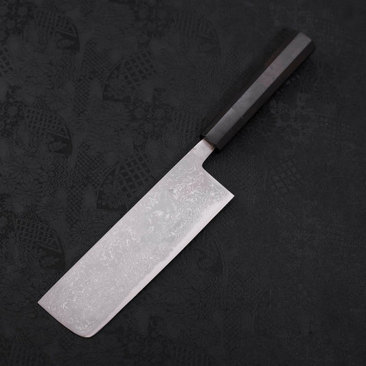 Nakiri Blue Steel #2 Damascus Buffalo Ebony Handle 165mm