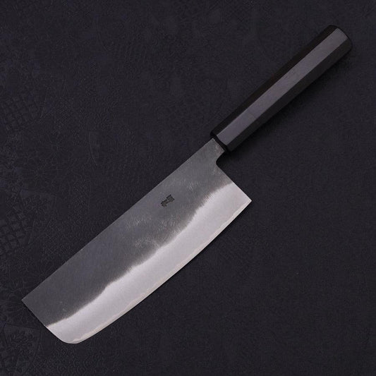 Nakiri Blue Steel #2 Kurouchi Chokin Kappa Fishing Focus Buffalo Ebony Handle 165mm