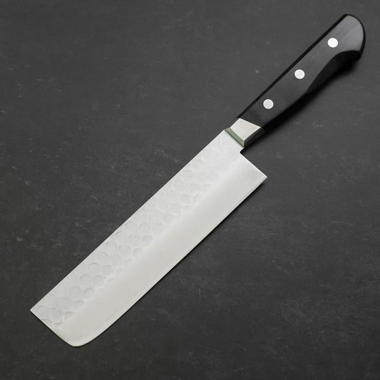 Nakiri Stainless Clad Blue Steel #2 Tsuchime Western Black Handle 170mm