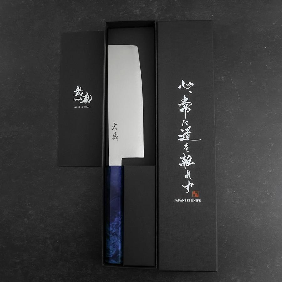 Nakiri VG-10 Damascus Blue Birch Handle 170mm